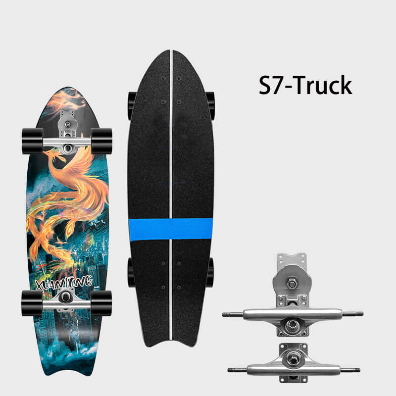 32 inch Land Surf Skateboard with Upgraded S7 truck Skateboards Wayzle Phoenix 