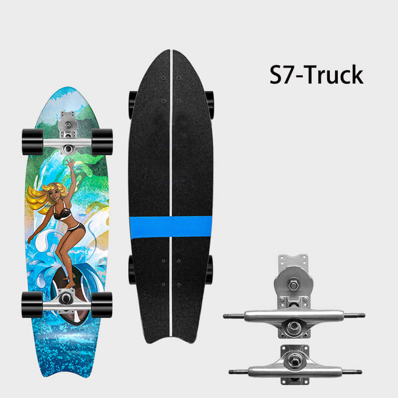 32 inch Land Surf Skateboard with Upgraded S7 truck Skateboards Wayzle Surfing-Girl 